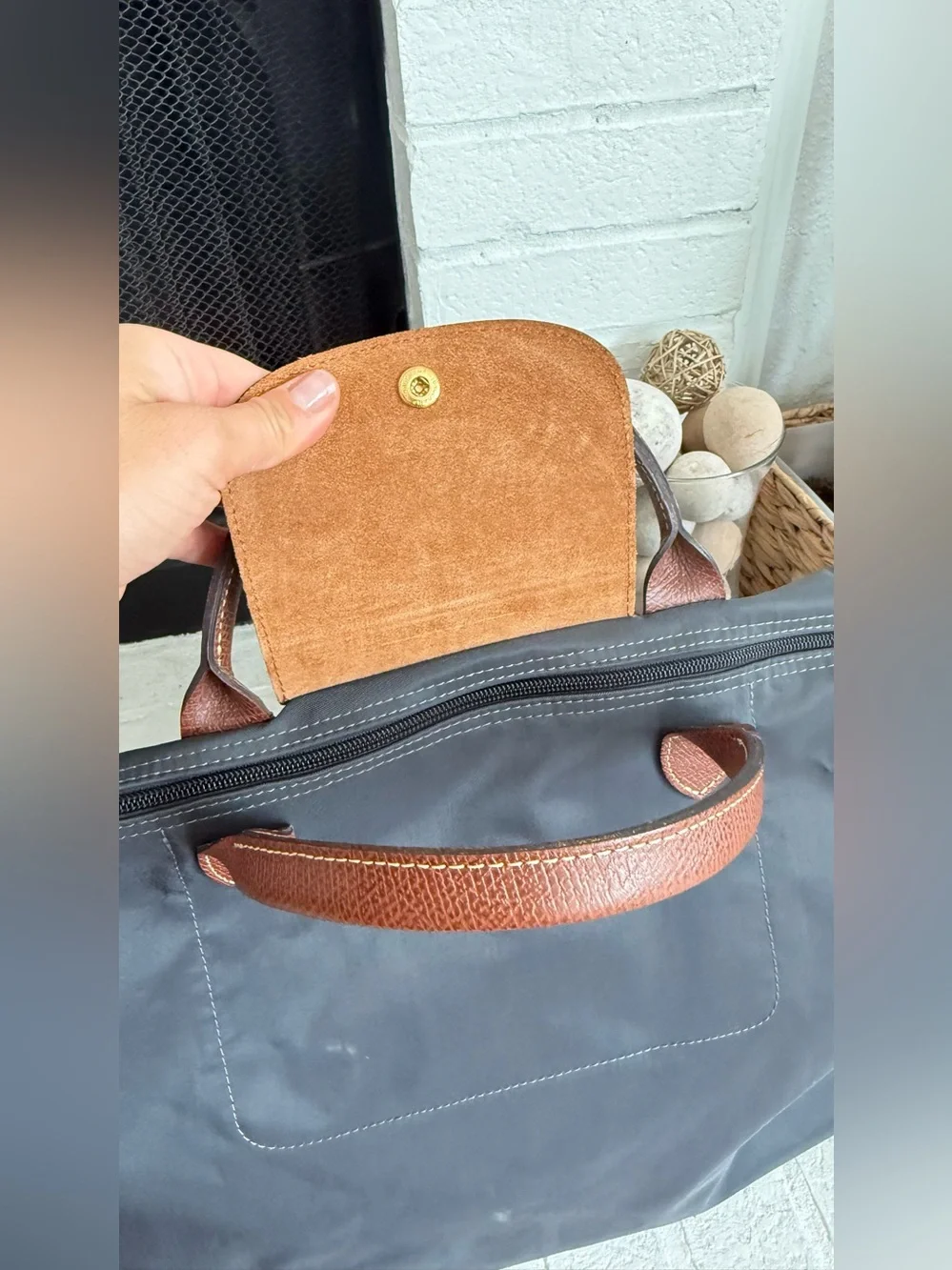 Longchamp Le Pliage XL Travel Bag Gunmetal Gray Weekender Carry-On